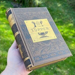 Antique 1882 Tupper Illustrated Book of Poems Victorian Gold Gilded Embossed